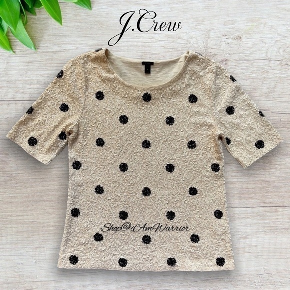 J.Crew ivory & black sequin polka-dot short sleeve top *shop@iamwarrior - Picture 12 of 16